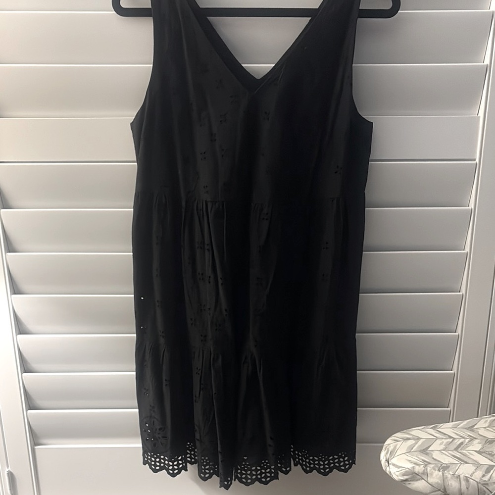 LOFT Black Pleated Mini Sundress